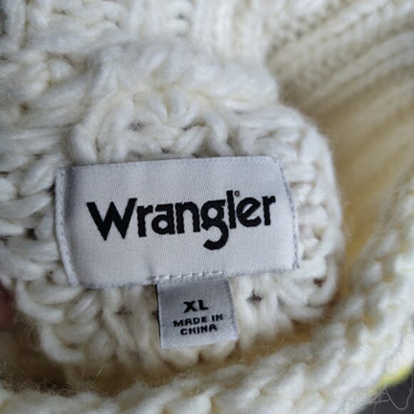 WRANGLER Chunky Crropped Balloon Sleeve Mockneck Pullover Knit Sweater Alpaca XL - Picture 14 of 16